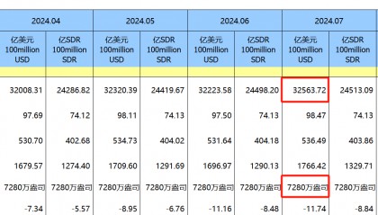 中国7月外汇储备环比上升1.06%,创年初以来最大升幅