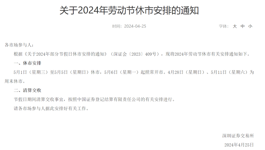 三大交易所，最新休市通知！