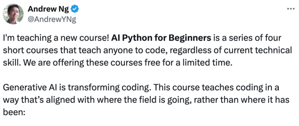 吴恩达亲自授课，LLM当「助教」，适合初学者的Python编程课程上线