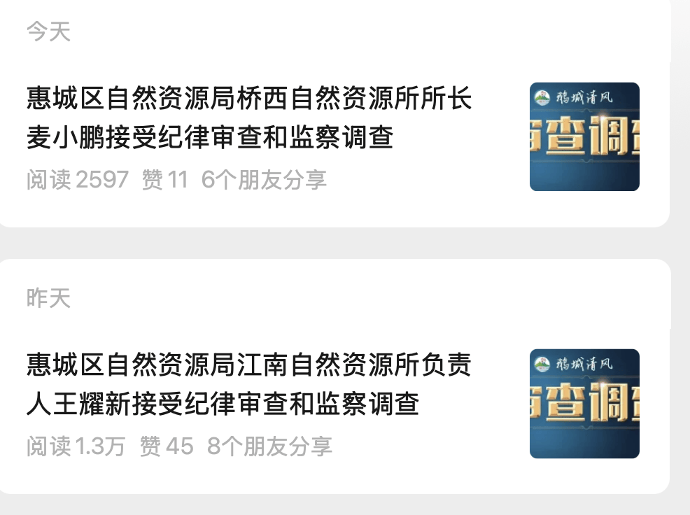 连续两天，惠州一地一所长、一所负责人被查！